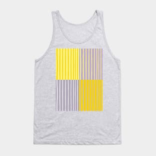 Grey and Yellow Brush Stroke Style Stripes Grid Tank Top